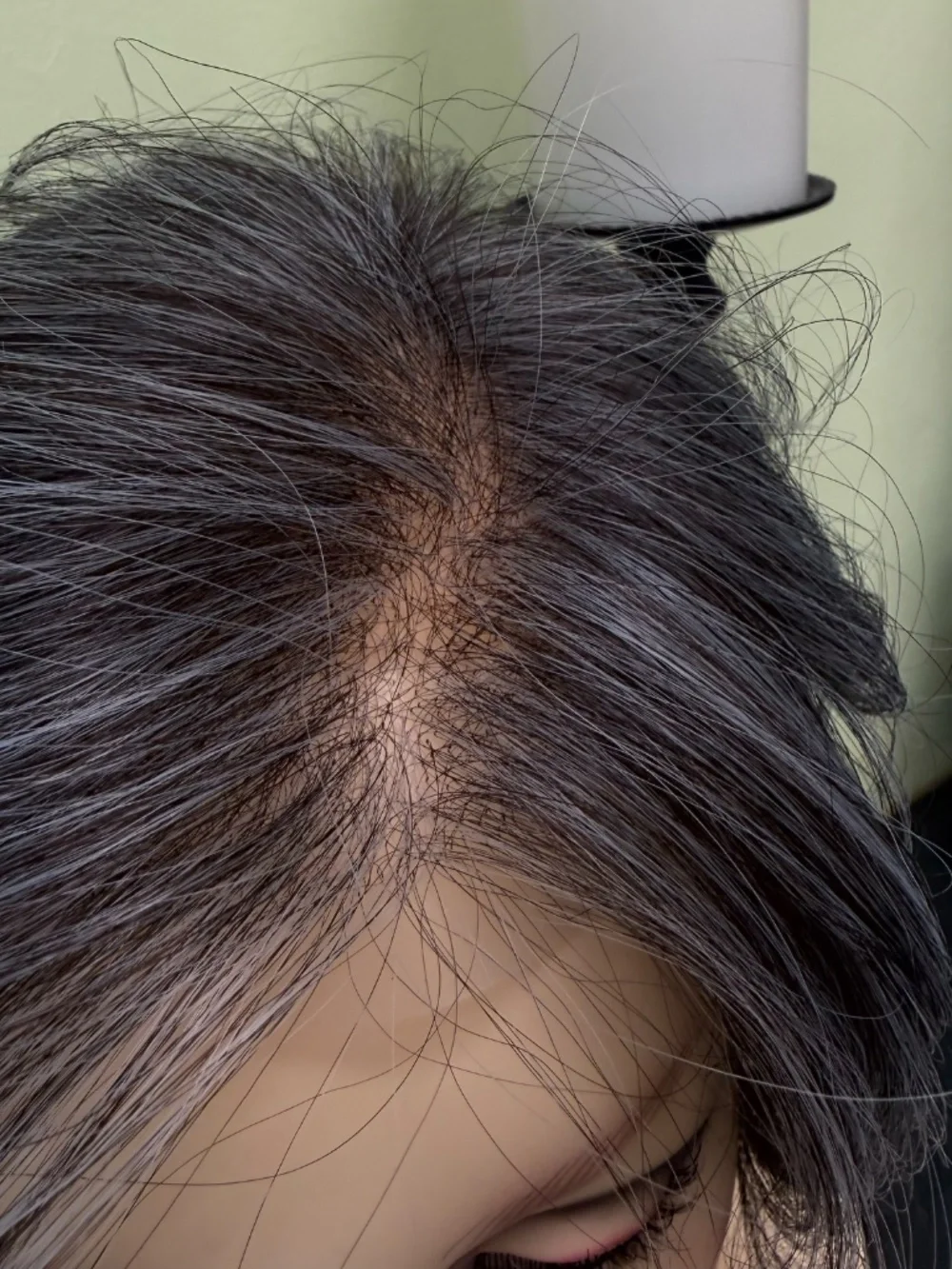 Salt and pepper gray human hair blend topper unit - unisex